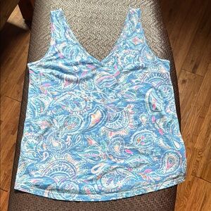 Paisley Print Blue Tank Top